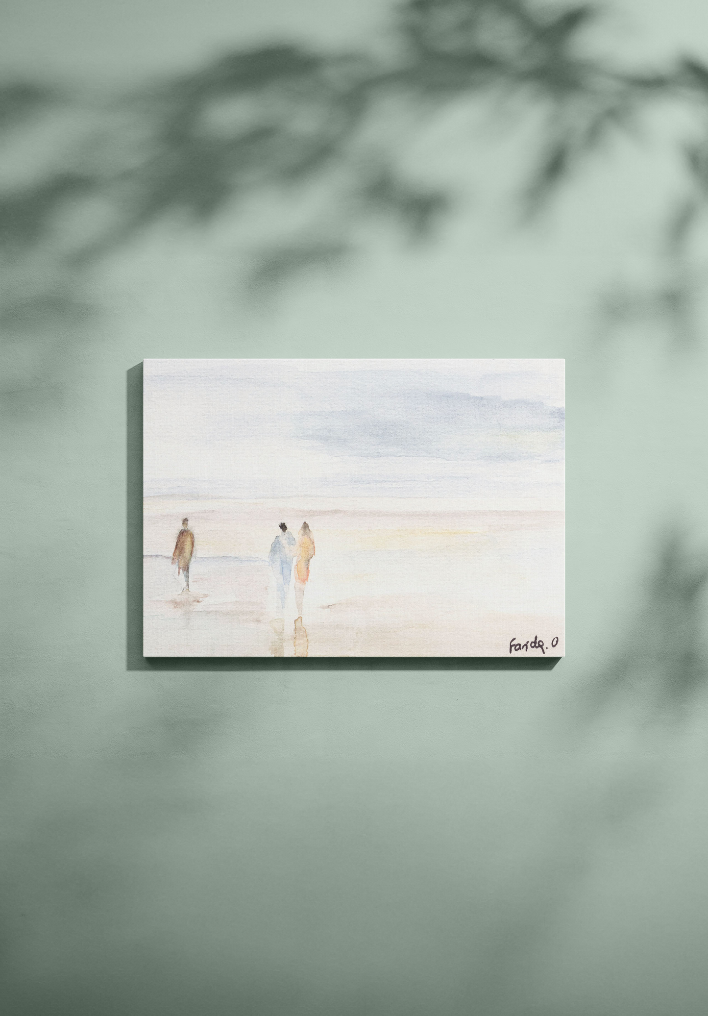 Marche sur le rivage - Peinture originale