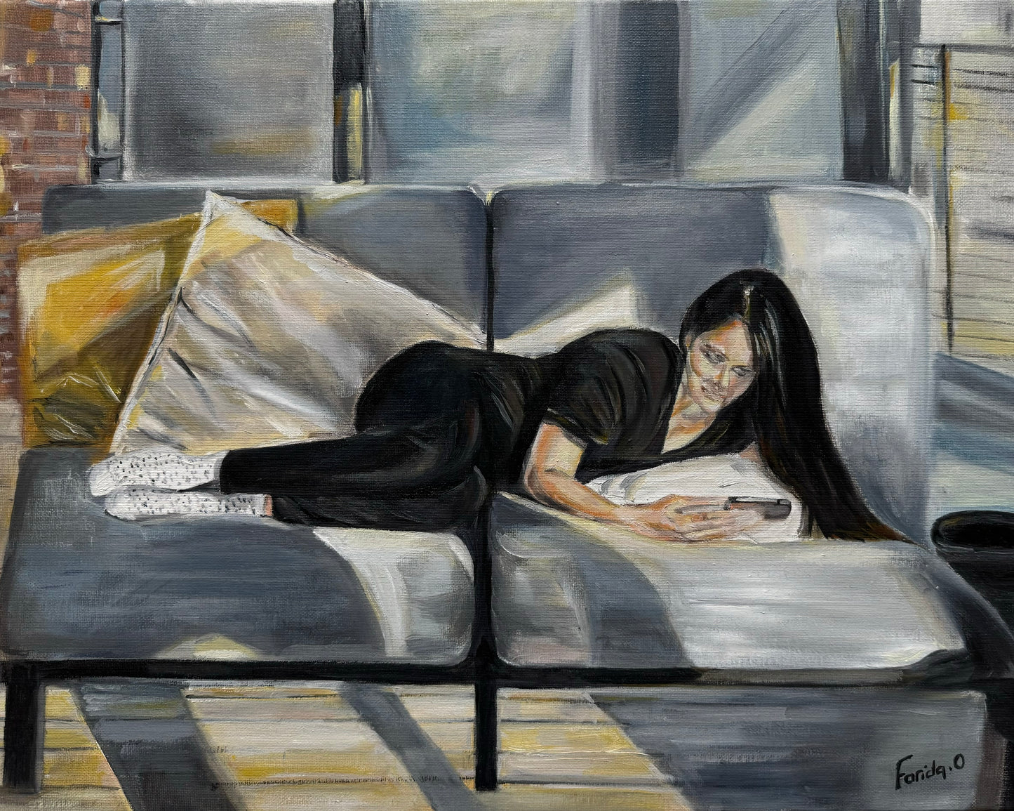 Tranquillité au jardin d’hiver - Peinture originale