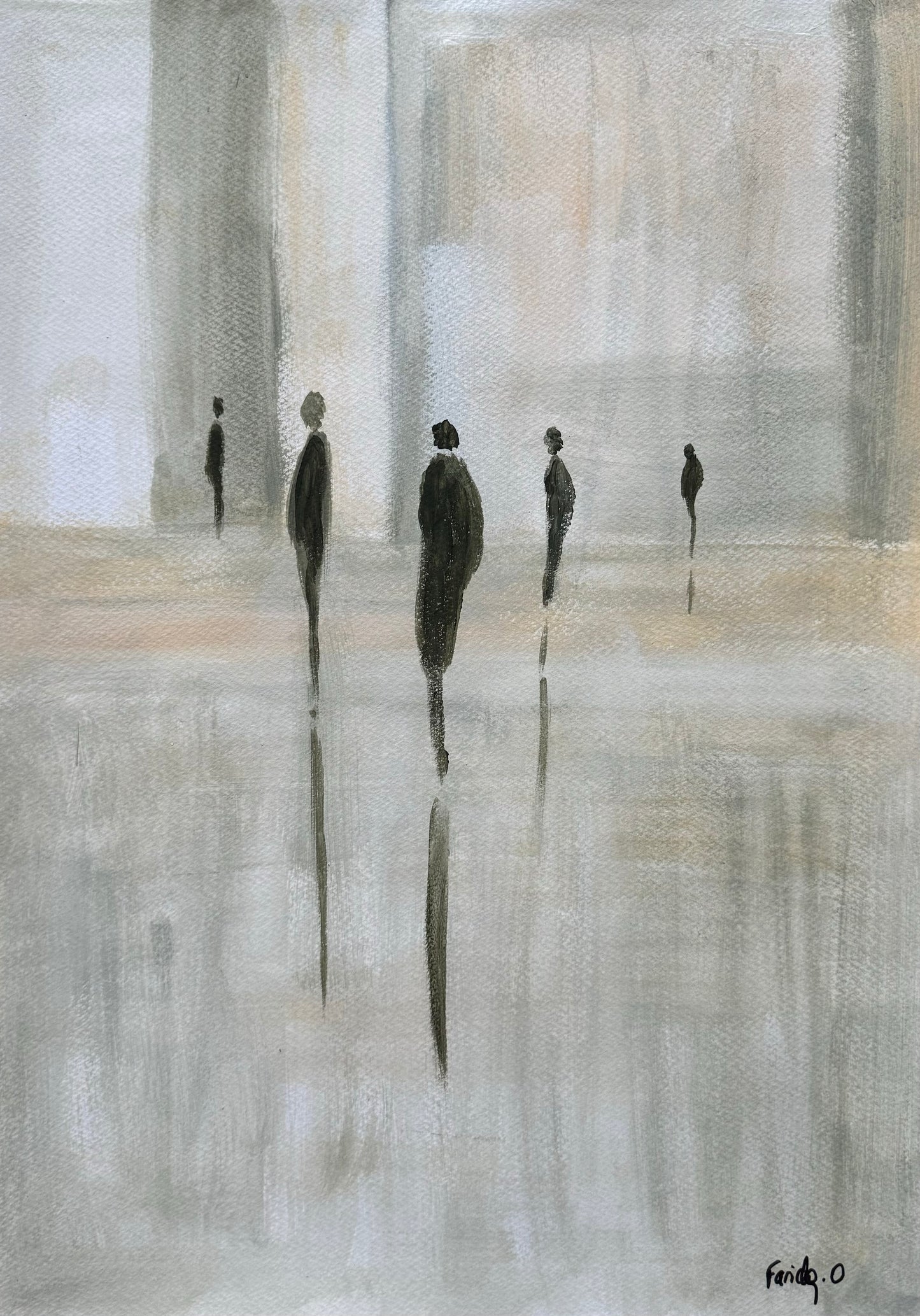 Silhouettes dans l'Aube - Peinture originale