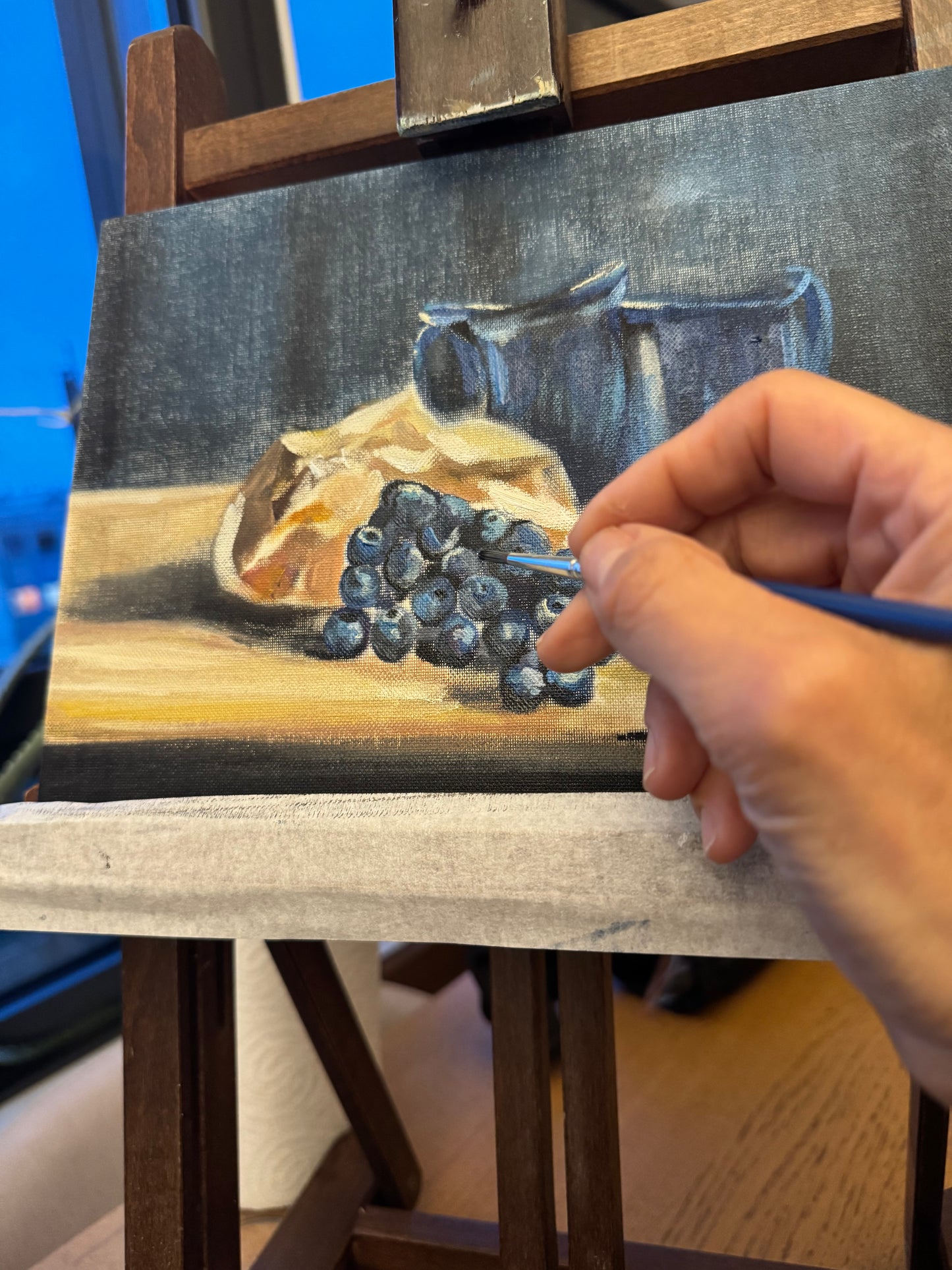 La table aux myrtilles - Peinture originale